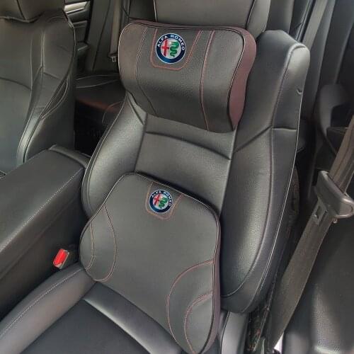 Genuine leather Soft Memory Car Seat Headrest Neck Pillow Comfortable Cushion For Alfa romeo mito 4C giulia giulietta Sportiva