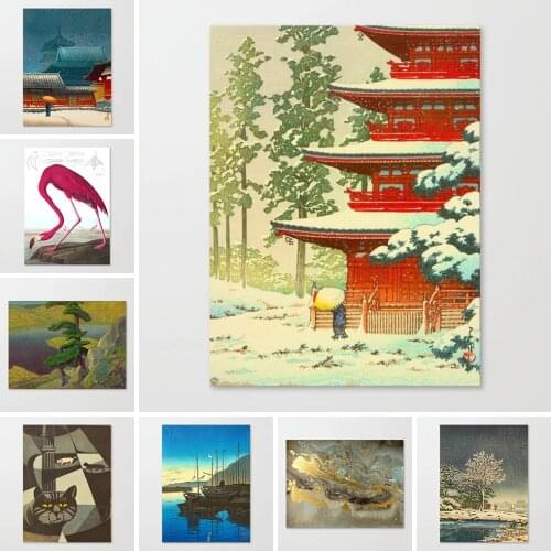 Wall Art Modular Pictures Canvas Printed Birds Japanese Landscape Home Decoration Posters Paintings For Living Room Framework