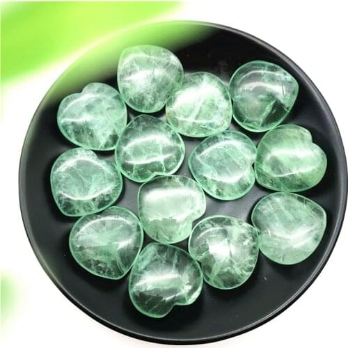 1pc Natural Green Fluorite Heart Shape Crystal Stone Chakra Carved Healing Reiki Home Decor Natural Stones and Minerals