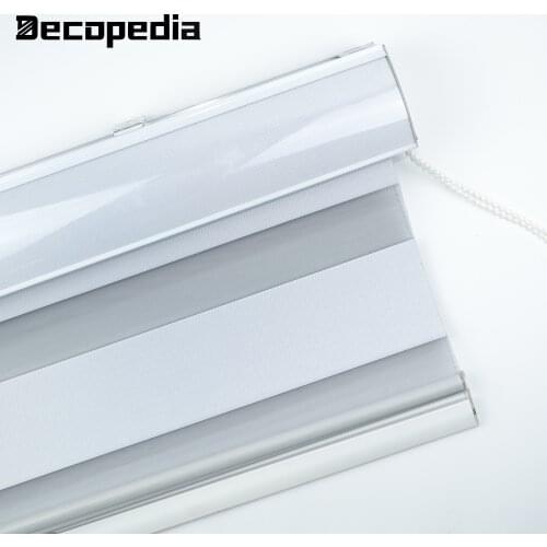 White Zebra Blinds for Windows Inner Motorized Roller Shades Blinds Day and Night Control Light Filtering for Kitchen Bedroom