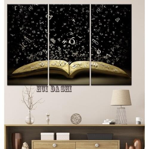 HD Prints Poster Wall Art Canvas Pictures 3 Panel abstract Book letter symbol Painting study bedroom Childs room Home Decor
