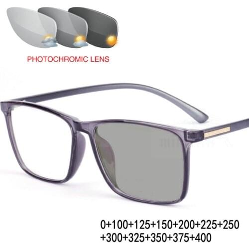 Progressive Multifocal Reading Glasses Men tr90 Square Glasses Frame Near Far Sight Diopter Chameleon Farsigh FML