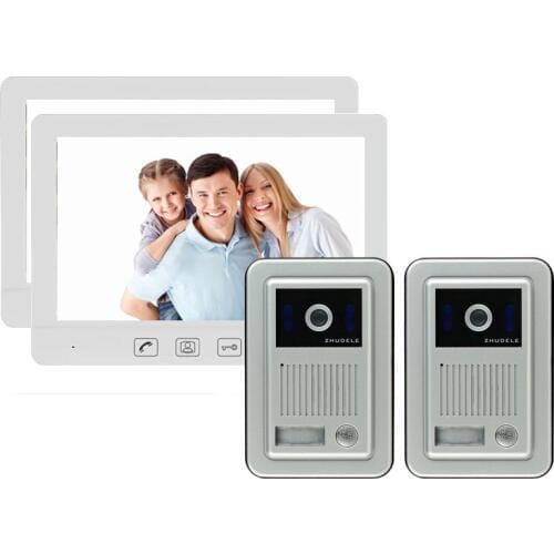 ZHUDELE Security Wired 10.1"LCD Monitor Doorbell Camera Video Intercom Speakerphone Access Control Home Gate Entry Security Kits