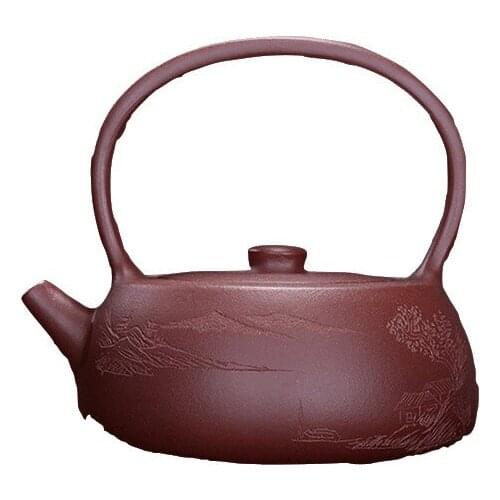 Rhyme sea are recommended for yixing famous pure hand carved painting landscape girder pot custom undertakes the teapot