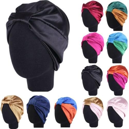 Fashion Silk Turban Bonnet For Women Satin Hat Stretch Headband Beanie Caps Scarf Bohemian Breathable Headwrap Hair Accessories