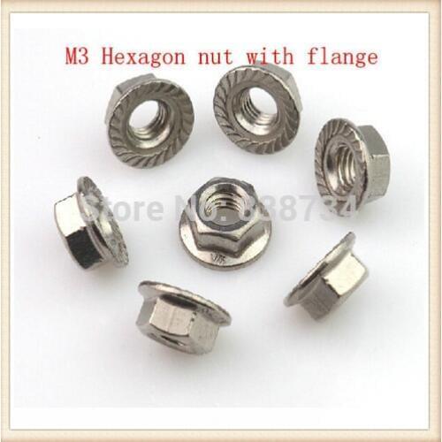 100pcs carbon steel white zinc coated m3 hexagon nut with flange