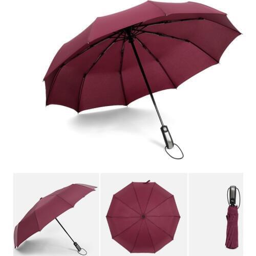 Folding Automatic Umbrella Wind Resistant Rain Women Auto Luxury Big Windproof Umbrellas Rain For Men Black Coating 10K Parasol