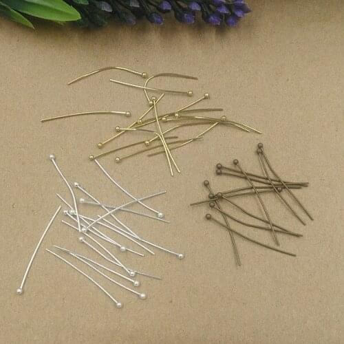 500 PCS 16mm 30mm Raw Brass Antique Bronze Silver Color Round Head Needles Connecting Pins For Jewelry Making DIY Components