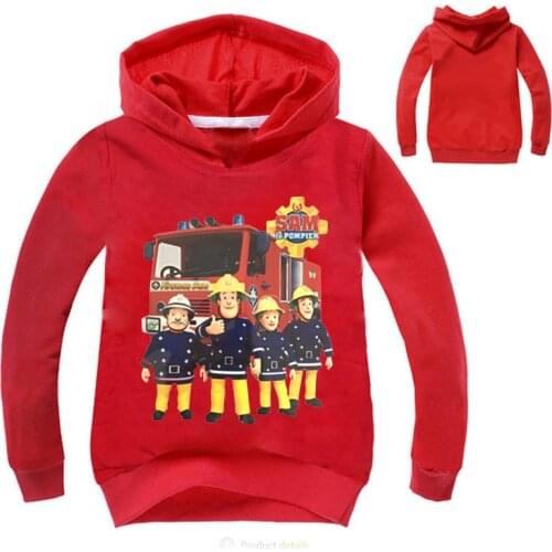 Boys Hoodies Spring Cotton Fireman Sam Printed Hoodies For Boys Toddler Boy Clothes Kids Sweatshirt 2-14 Years Children Clothing