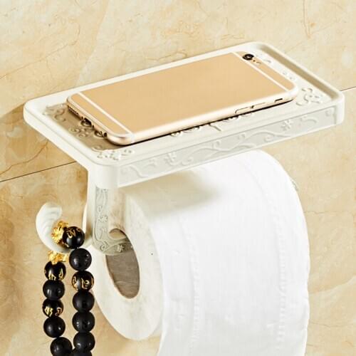 Toilet Paper Holder with Mobile Phone Shelf Storage Retro Bathroom Hardware Roll Towel Hanging Rack Wall Mount Toilet Paper Box