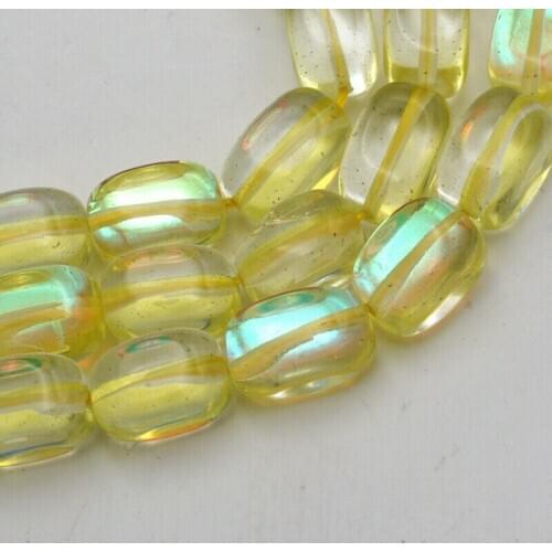 Bright 10x14mm yellow irregular Gleamy Rainbow Moonstone gem Beads15"Jewelry