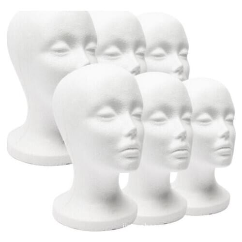 Female Styrofoam Mannequin Wig Glasses Hat Display Stand Popular Foam Head Model Storage Holders White 1PC