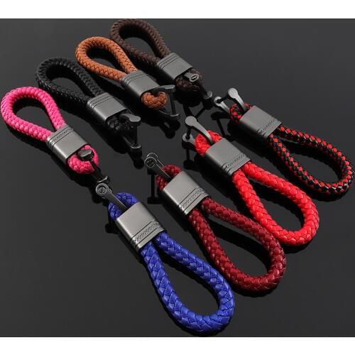 Horseshoe Buckle Weaving Leather Keychain Handmade D Buckle Weaving Leather Rope Keychians Auto Car Key Chain Keyholder Trinket