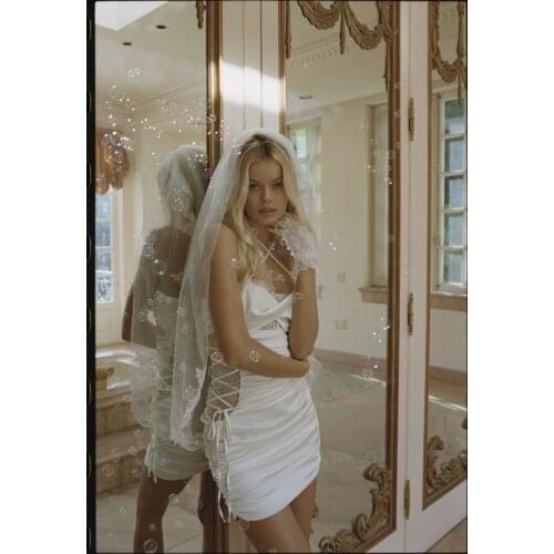 Ssummer Wedding Spaghetti Strap Backless Patchwork Mermaid Sexy A Line Bandage Mini Dress