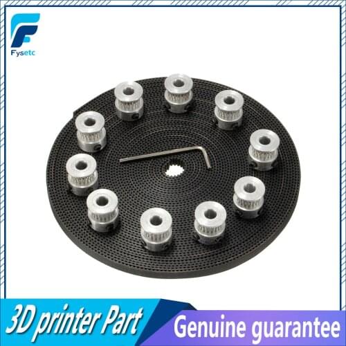 1set/10pcs 20Teeth GT2 Timing Pulley Bore 5mm + 10m 33ft 2GT GT2 Timing Belt 6mm wide for 3D printer CNC Free Shipping
