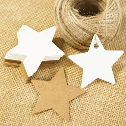 100pcs Star White Brown Gift Tags Wedding Christmas Party Candy Boxes Packaging Labels Hang Tag DIY Price Labels Garment Tag