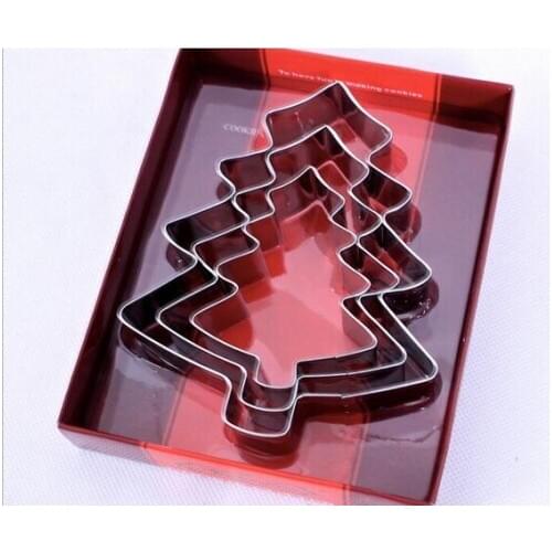 100sets/lot, 3ps/set stainless steel cake cutter mould Christmas tree Cookie mould Baking tool