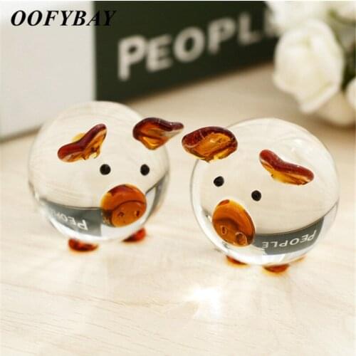 2Pcs/Lot Crystal Couple Pig Sculpture Glass Cute Lucky Kissing Pig Figurine Car Interior Ornaments Animal Statue Home Decoration