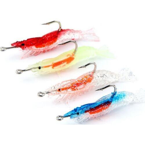 4pcs/lot Hooks Shrimp Soft Lure Silicon Fishing Lures 6cm/3g Wobbler Fishing Artificial Baits With Hooks Carp Fishing Tackle