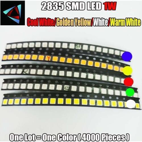 4000pcs 2835 1W Ultra Bright SMD Led Values Cool White/Golden yellow/White/Warm White LED kit