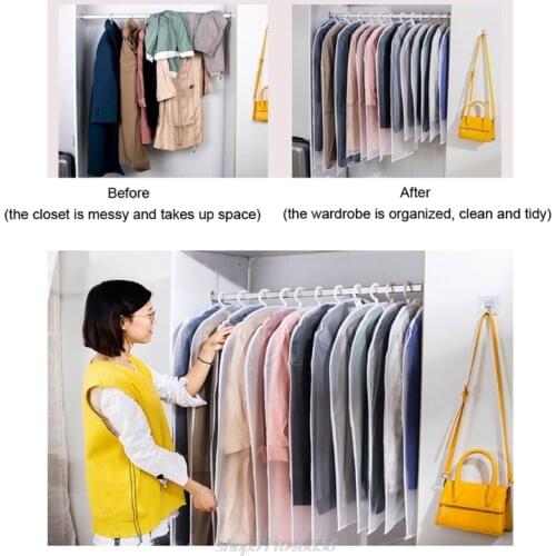 6 Pcs Full Zipper Translucent Clothes Cover Protector Dustproof Hanging Clothing Storage Bag Waterproof J03 21 Dropship