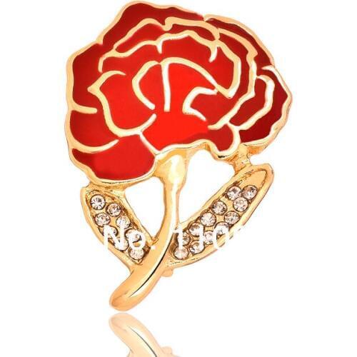 Free shipping)2014 Mothers Day Flower Beautiful Fashion Jewelry Red Carnation Brooch