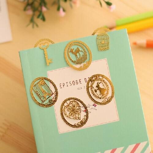 DHL Free,Wholesale 300 PC Office Supplies Stationery Hollow out Gold Metal Bookmark Creative Lace Bookmarks Paper Clip for Book