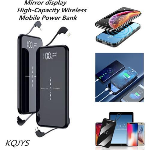 KQJYS Wireless Power Bank Charger LED Digital Display 10000mAh For Huawei Xiaomi Portable USB Battery Charger For iPhone Samsung