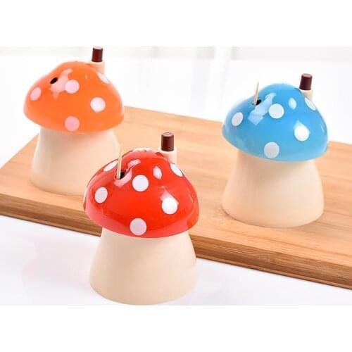 Toothpick Holder Household Living Room Restaurant Bar Mushroom Type Automatic Toothpick Plastic Box Table Decoration Accessories
