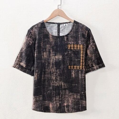 2021 Summer tie-dye pure linen brand t shirt men casual comfortable t-shirt men fashion trendy tops tshirt for men camisa