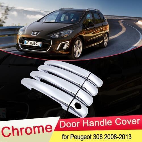 For Peugeot 308 SW CC RCZ 2008 2009 2010 2011 2012 2013 Luxuriou Chrome Door Handle Cover Catch Car Set Styling Accessories ABS