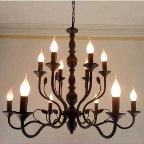 European Garden Industrial wind village villa living room chandelier retro restaurant bedroom lamp Jane Black Iron Chandelier