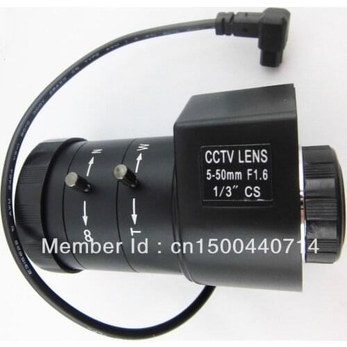 F1.6 1/3" CS Mount 5.0-50mm DC Auto IRIS Manual Varifocal CCTV Lens for Cameras