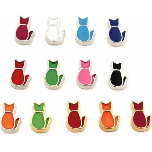 Hot Selling 10Pcs/Lot Cat Charms Living Glass Memory Locket DIY Jewelry