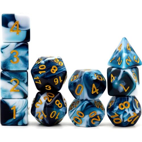 Haxtec 11PCS DND Dice Set Extra D6 D20 Polyhedral D&D Dice for Roleplaying Dice Games-Teal White Gemini Dice