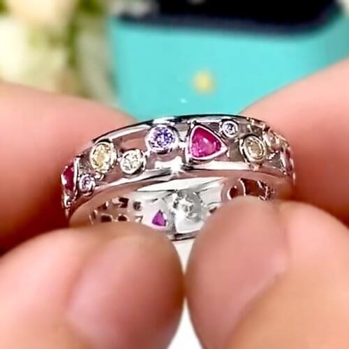 Huitan Geometric Colorful Cubic Zirconia Wedding Bands Rings for Women Unique Design Female Vintage Ring Party Jewelry Drop Ship