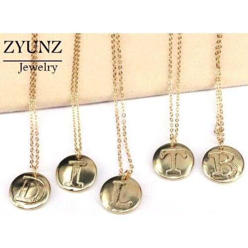 12PCS, Top Quality Gold Color Letters Necklace Collier Female Alphabet Initial Pendant Necklace Best Party Daily Jewelry