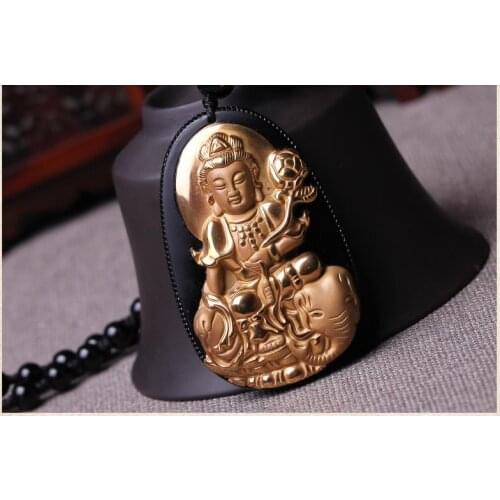 Korean version of the new light spot gold Samantabhadra Zodiac snake female natal Buddha Pendant