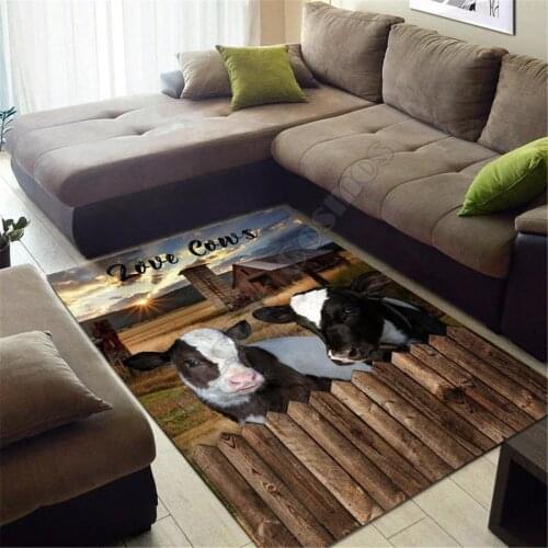 Love Cows Area Rug 3D All Over Printed Carpet Mat Living Room Flannel Bedroom Non-slip Floor Rug 03