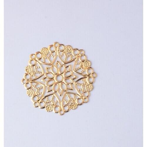 MIAOCHI 100Pcs Embellishment Findings Flower Gold Plated Hollow Metal Crafts Decoration DIY 3.5cm J0567