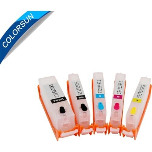 5PCS PGI-570 CLI-571 refillable ink cartridges For canon MG5750 MG5751 MG5752 MG5753 MG6850 MG6851 MG6852 MG6853 TS5055 PGI570
