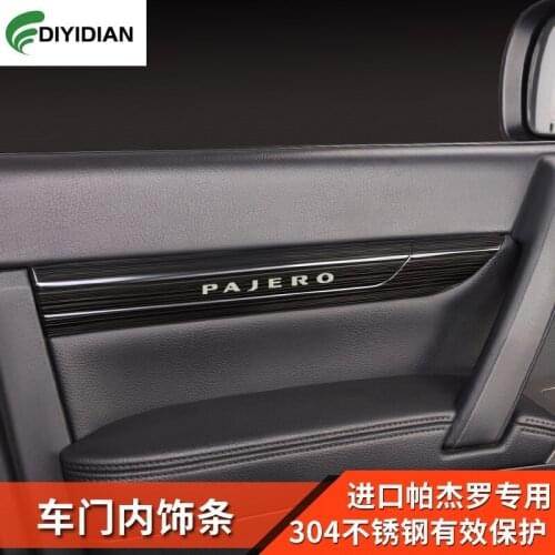 FOR Mitsubishi Pajero v87 v93 v97 modified interior accessories car inner door trim sticker metal door trim strip