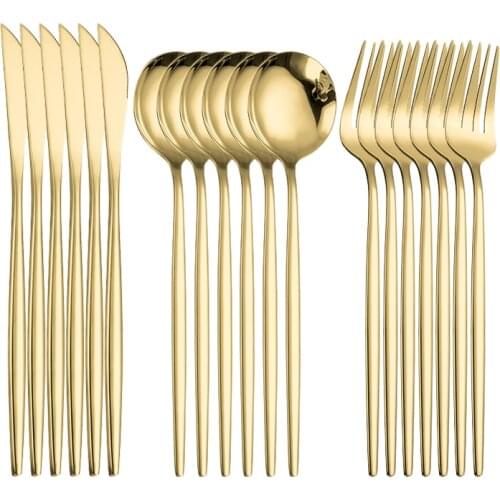 Gold Cutlery Set Dinner Fork Knife Spoon Kitchen Cutlery Set Salad Fork Tea Spoon Set Stainless Steel Golden Cutlery Tableware