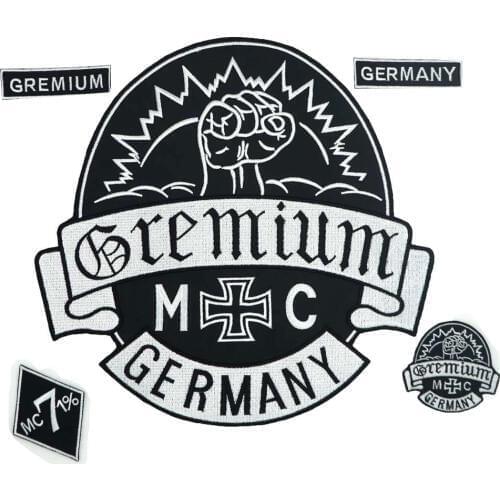 GREMIUM Germany Biker Rider Patch BACKING Embroidered biker Patches Badge 5 PCS/LOT