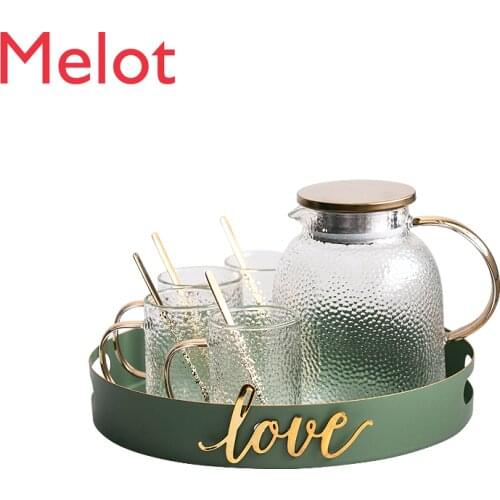 Nordic Water Set Home Glass Heat-resistant Light Luxury Water Cup Set Living Room Teacourse Simple Creative with Tray Gift
