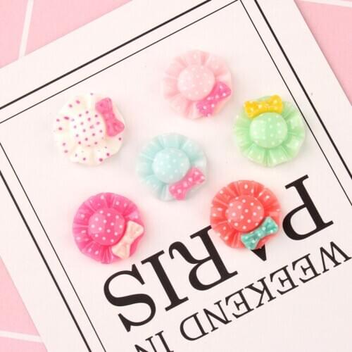 Newest 20pcs Ribbon Knot Bow Decorated kawaii Flatback Summer Women Hat Shape Resin Cabochon Ornament Accessories Clay Beads