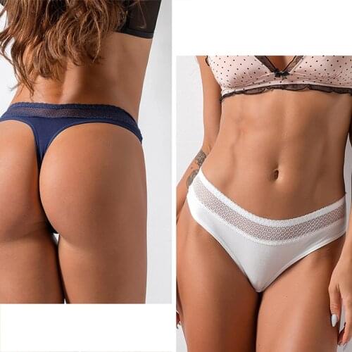 Q New Seamless String Thong For Ladies Cotton Panty G-String Plus Size Panties Underwear Women Lace Underpants M-XXL Elastic