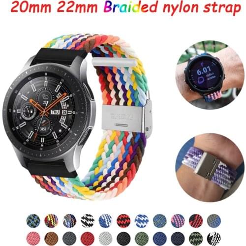 20mm 22mm Elastic Nylon Braided Solo Loop for Samsung Galaxy Watch 3 Universal Adjustable Watch Strap for Huawei GT2 Wristband