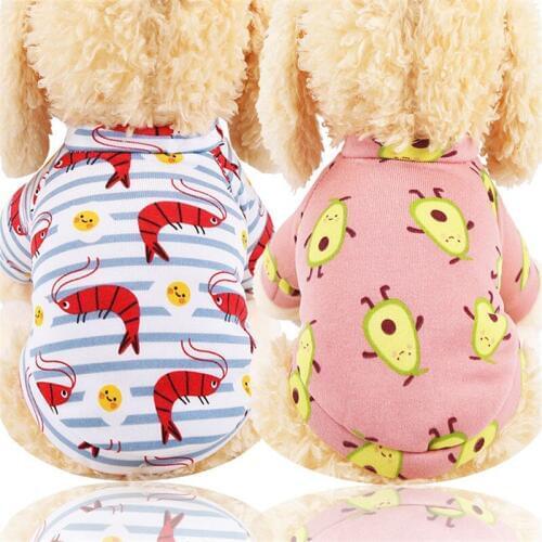 Cartoon Fruit Shrimp Dog Sweater Warm Winter Dog Vest Pet Clothes for Small Dog Puppy Breathable Dog Coat T Shirt Pet Supplies