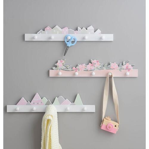 Nordic Multicolor Wall Wood Hooks Creative Pastoral Home Coats Clothes Bag Keys Storage Holders Decoration Furnishing Racks